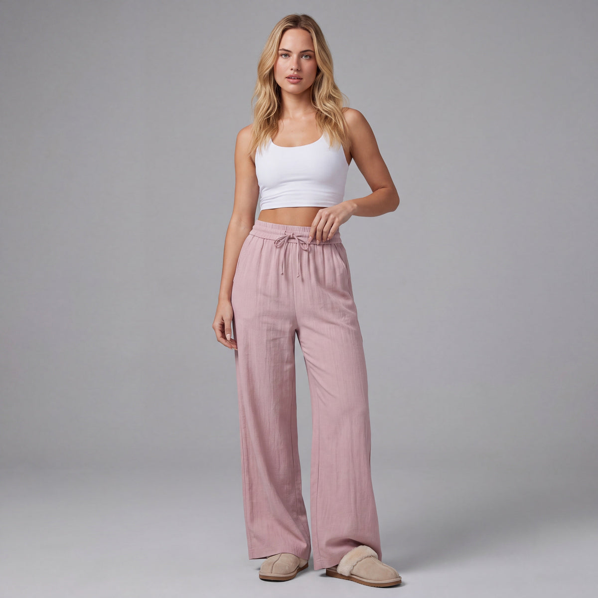 LinenBreeze Wide-Leg Drawstring Pants