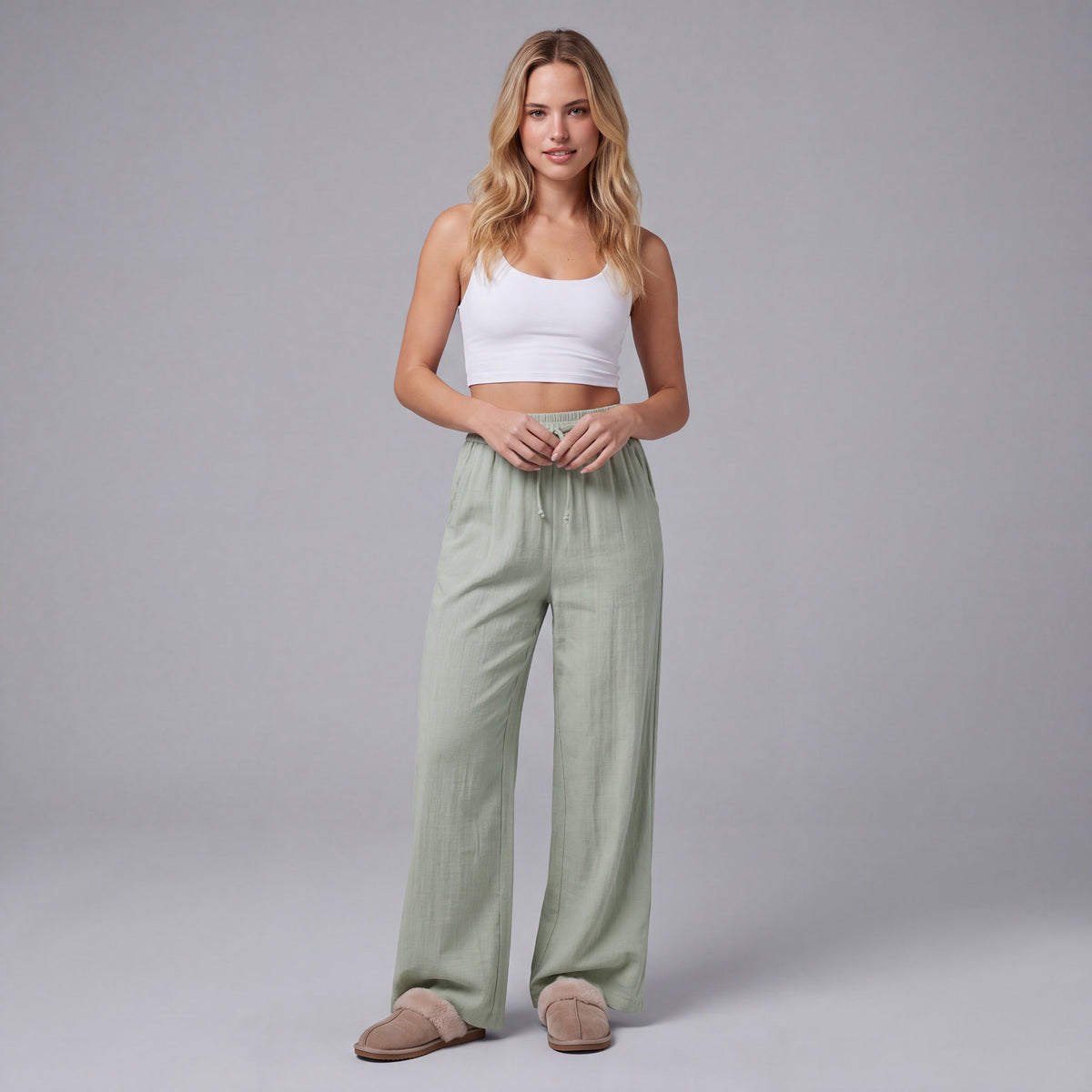 LinenBreeze Wide-Leg Drawstring Pants