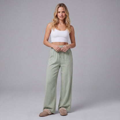 LinenBreeze Wide-Leg Drawstring Pants