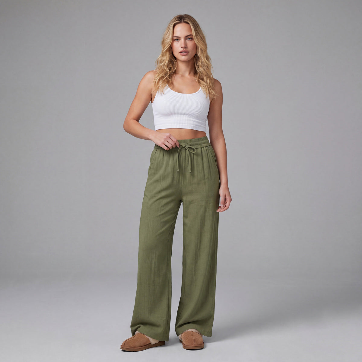 LinenBreeze Wide-Leg Drawstring Pants