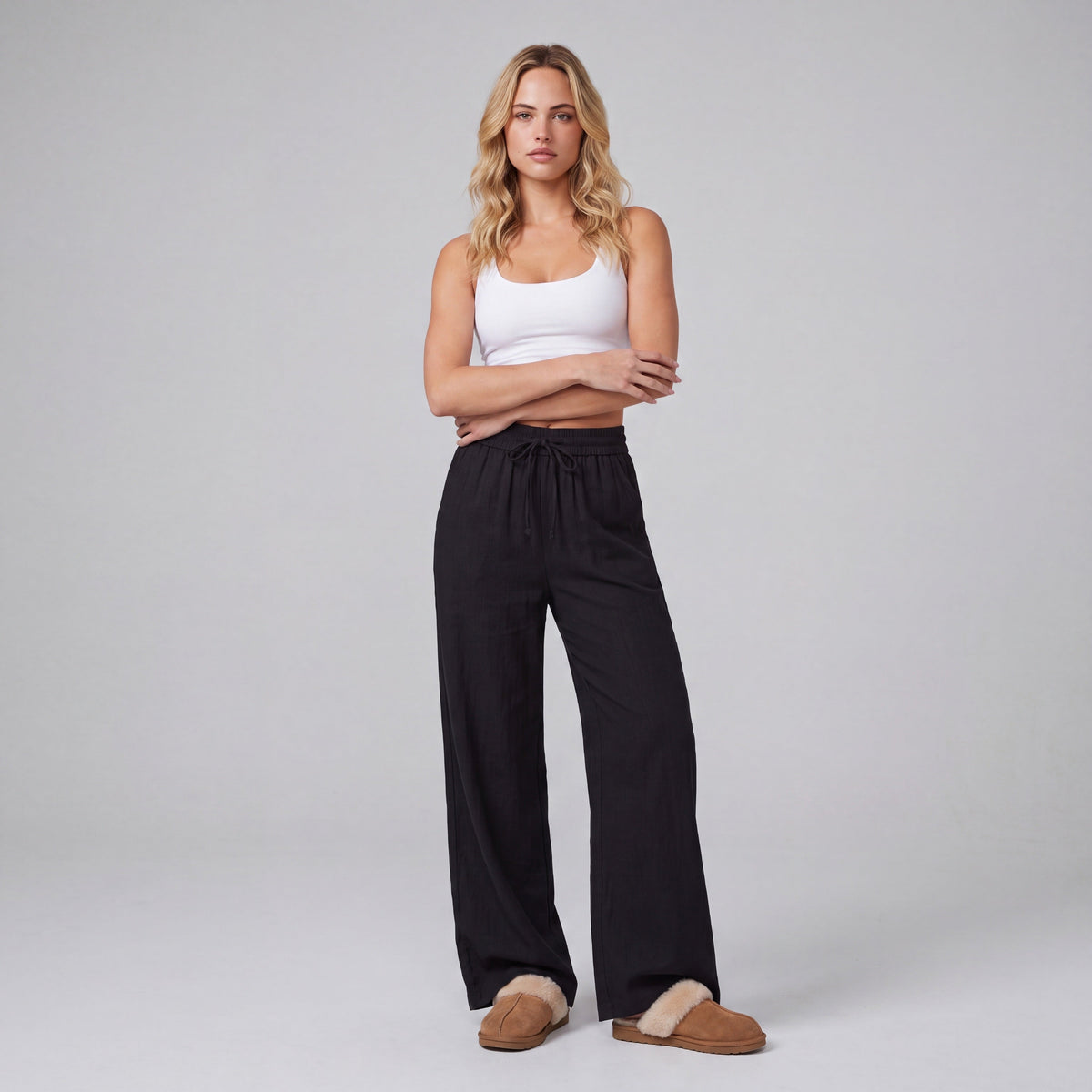 LinenBreeze Wide-Leg Drawstring Pants