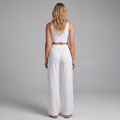 LinenBreeze Wide-Leg Drawstring Pants
