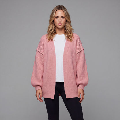 Oversized Lantern Sleeve Open Front Cardigan