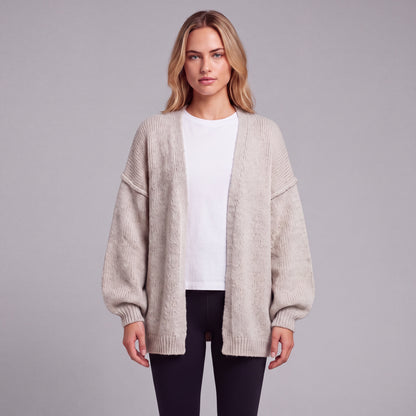 Oversized Lantern Sleeve Open Front Cardigan